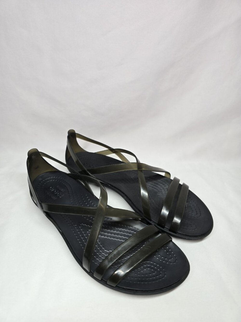 Crocs Isabella Strappy Jelly Sandals Womens 7 Black Slip On